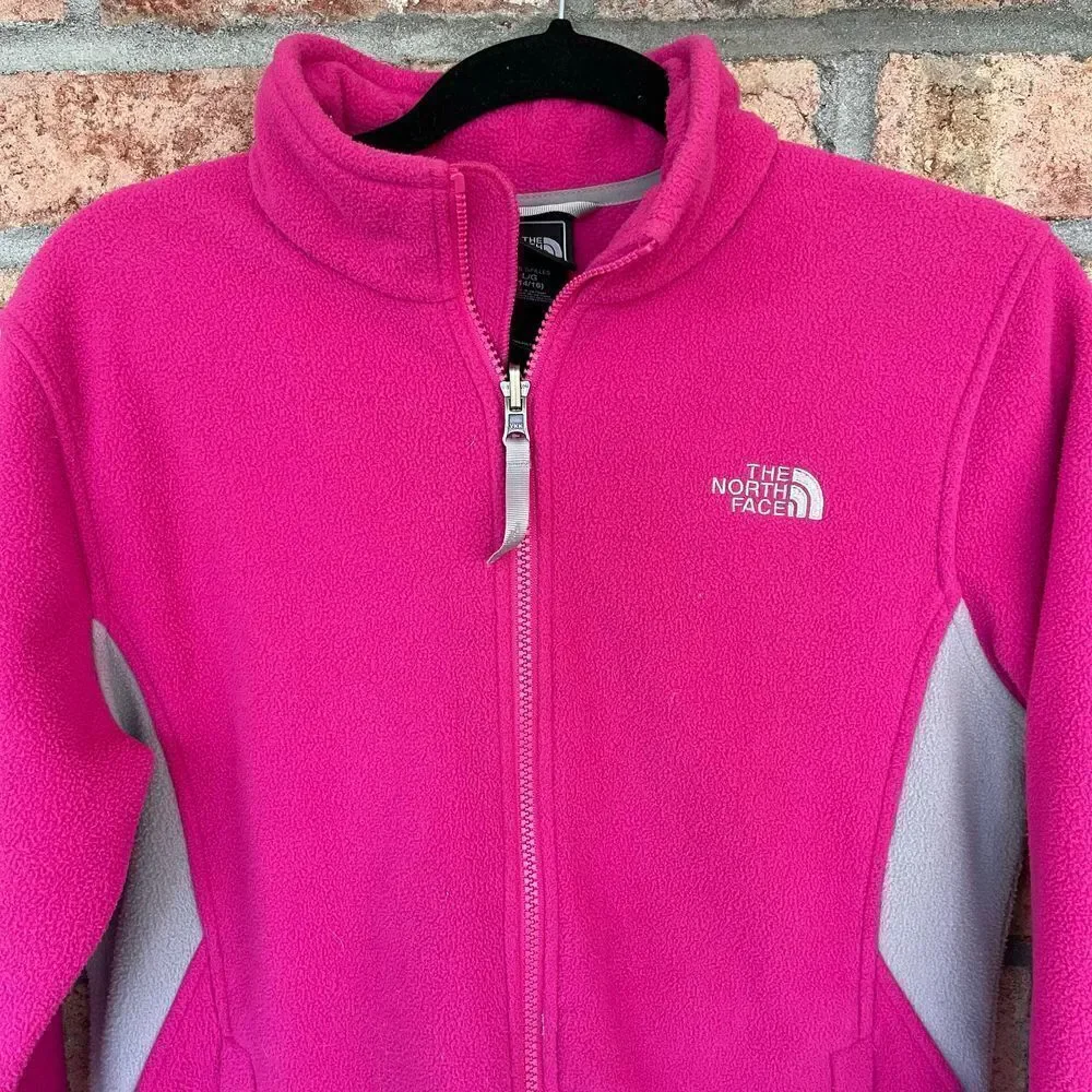 The North Face girls pink and gray fleece jacket size large